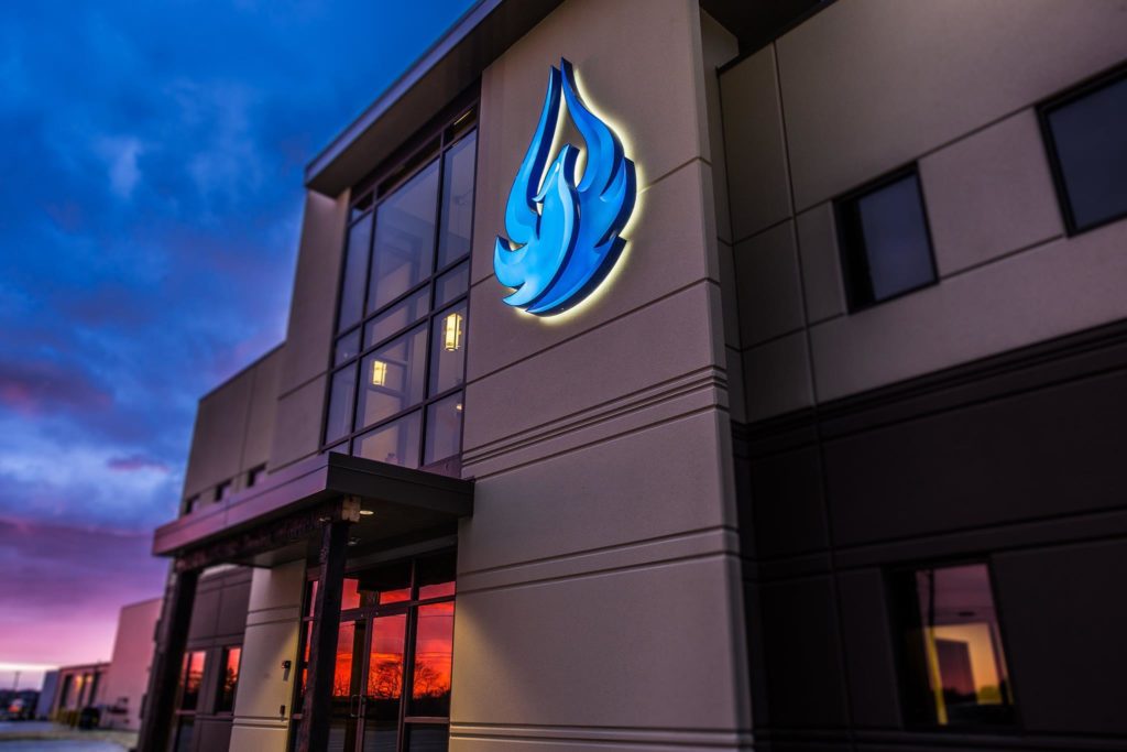 AquaPhoenix logo on the outside of the headquarters