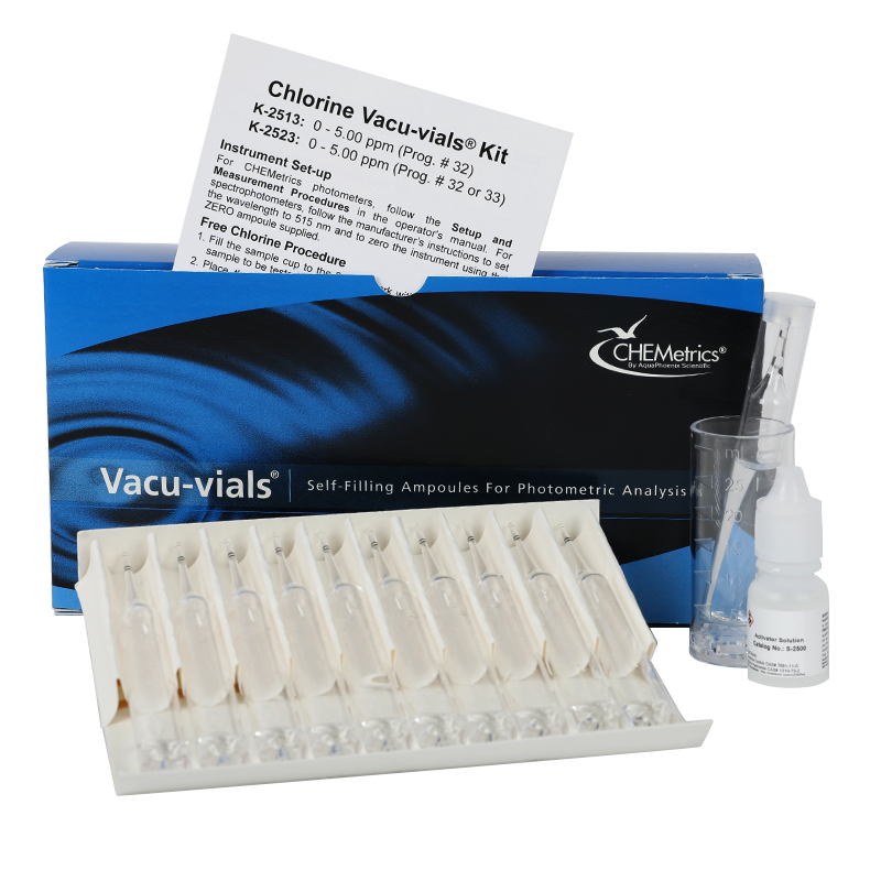 Chlorine (free & total) — Vacu-vials Instrumental Test Kit