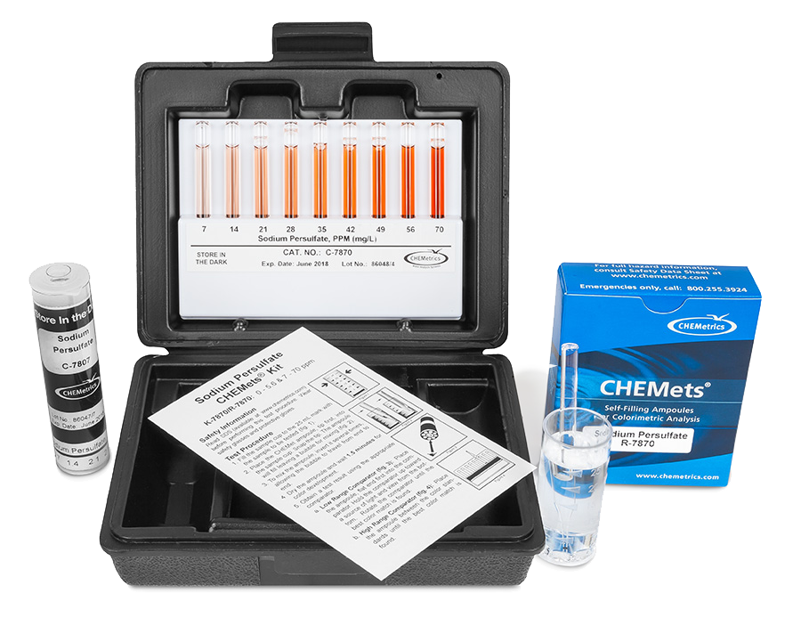 K-7870 Persulfate CHEMets® Visual Test Kit Contents and Packaging